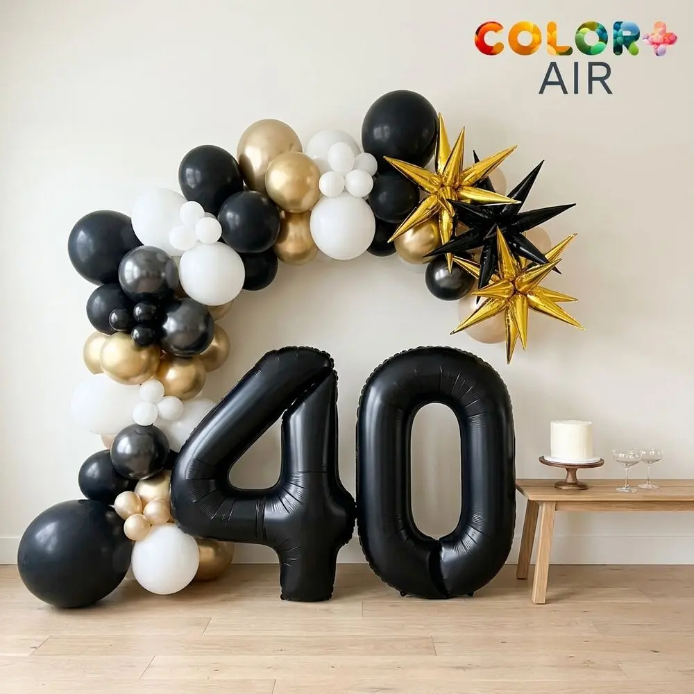 Black & Gold Milestone: finished balloon set