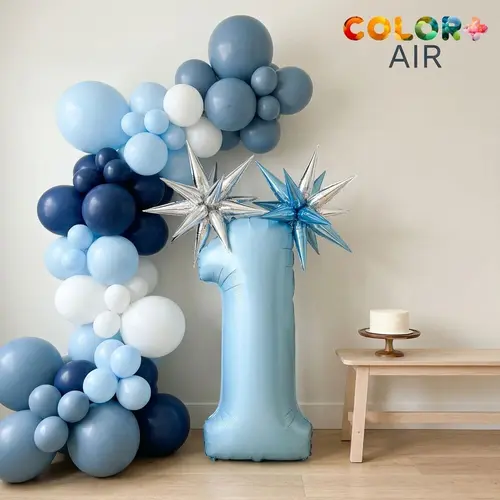 Blue First Birthday Balloon Set