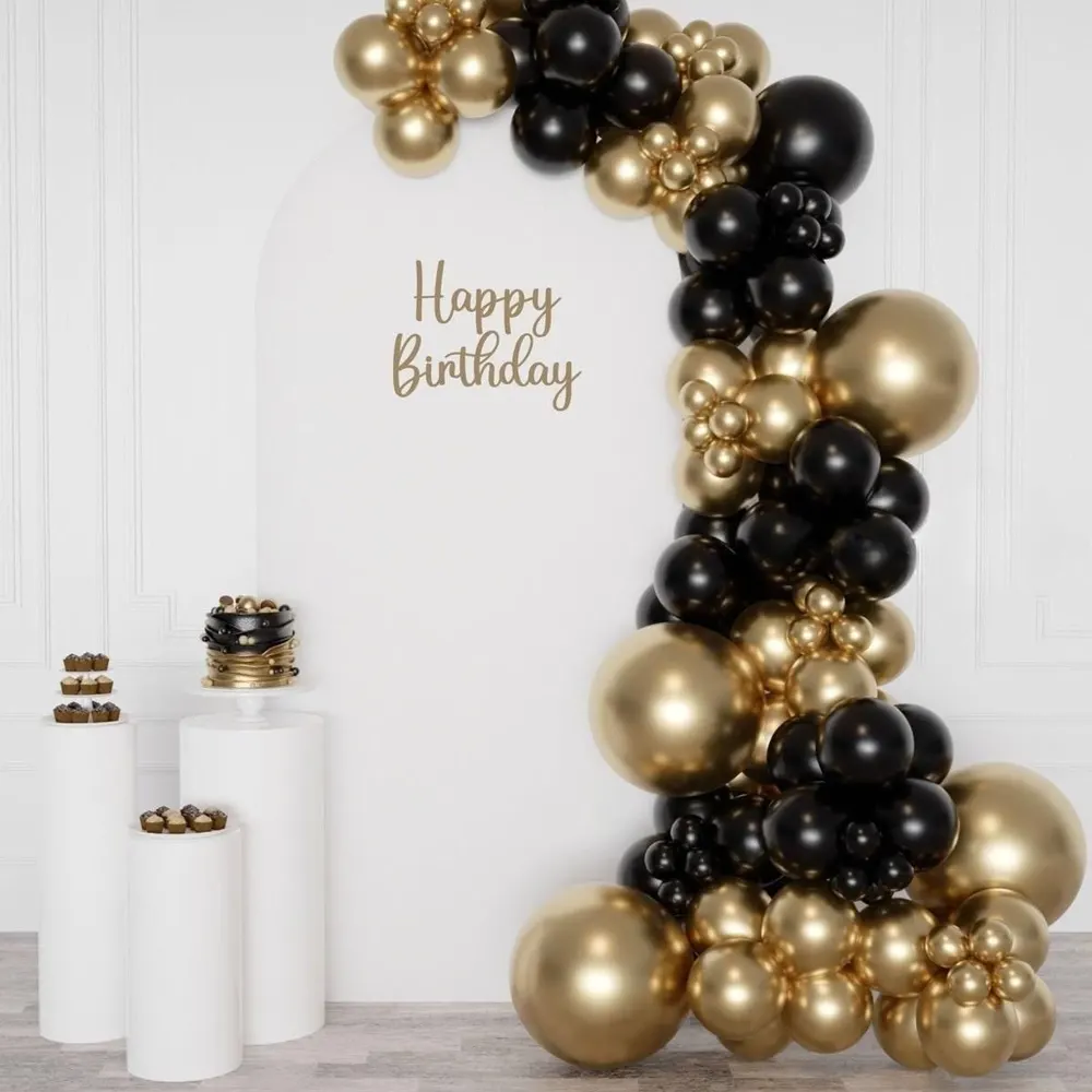 Black & Gold Balloon Arch Kit, photo 1