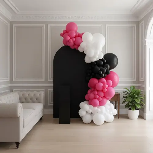 Hot Pink and Black Balloon Arch Kit