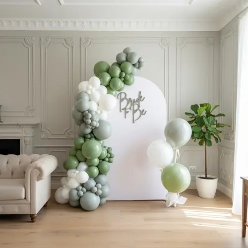 Sage Green Dusty Blue White Balloon Arch Garland Kit