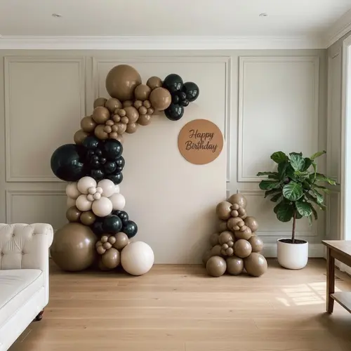 Brown Black Cream Balloon Garland Kit
