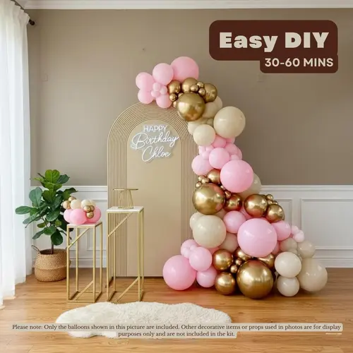 Pink Gold Beige Balloon Arch Garland Kit