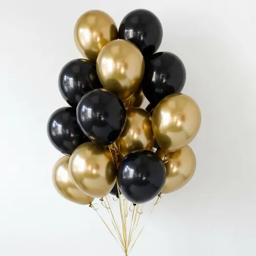 Black Gold Metallic Latex Balloons