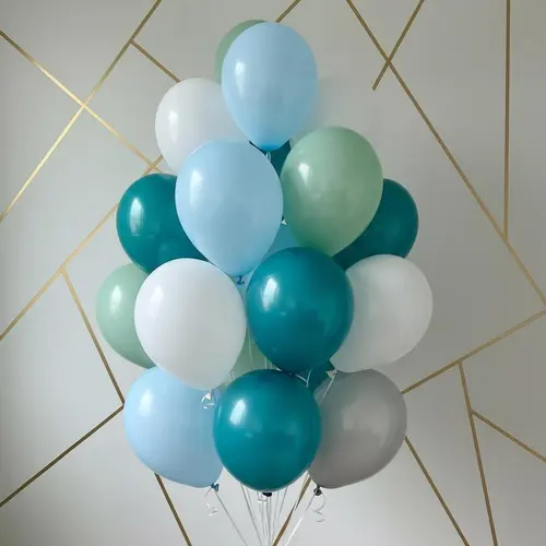 Sage Green Blue White Balloon Bouquet