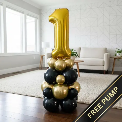 Black & Gold Number Balloon Tower Kit