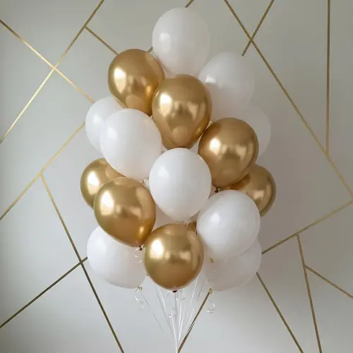 White and Gold Latex Balloons