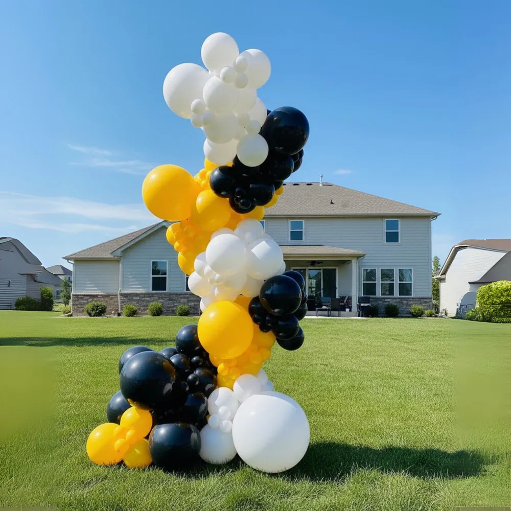 Black, Yellow & White Balloon Arch Kit, photo 1