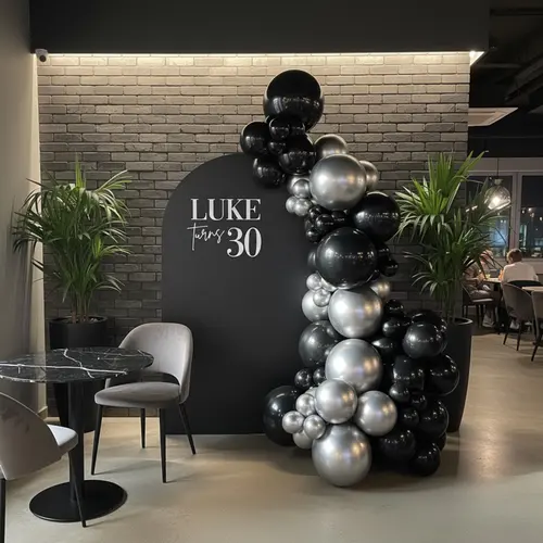 Black and Silver Balloon Garland Kit
