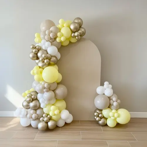 Pastel Yellow, Sand White & Gold Balloon Garland Kit