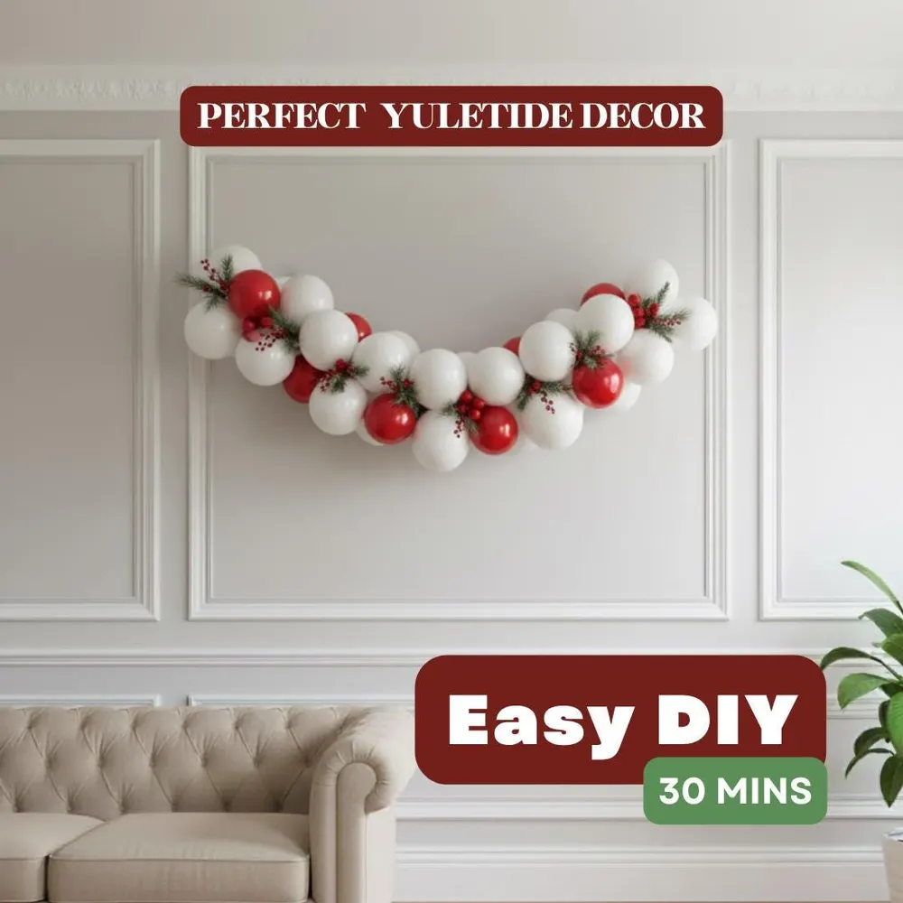 Red & White Christmas Balloon Garland Ki, photo 1