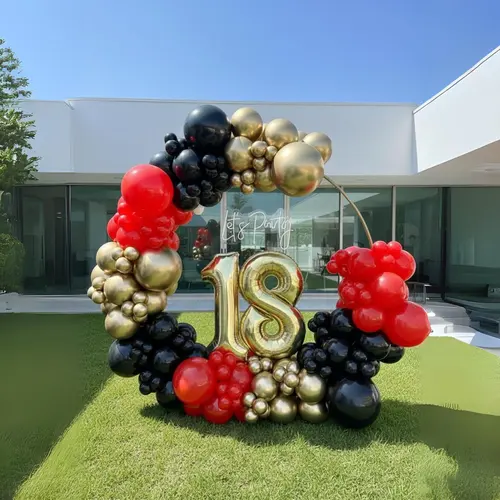 Black Red Chrome Gold Balloon Arch Kit