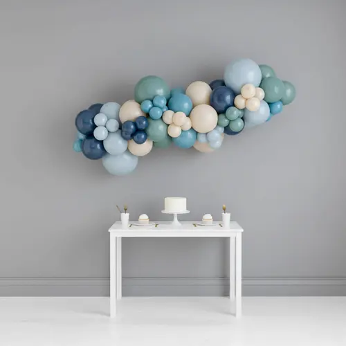 Dusty Blue Sage Green Navy Cream Balloon Garland Kit