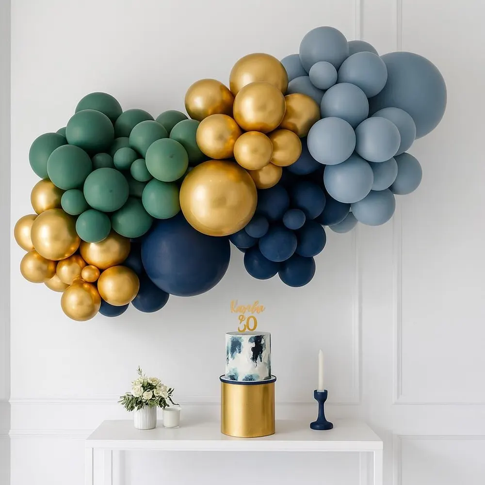 Forest Green Navy Gold Dusty Blue Balloo, photo 1
