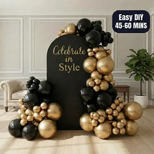 Black & Gold Retirement Balloon Arch Kit