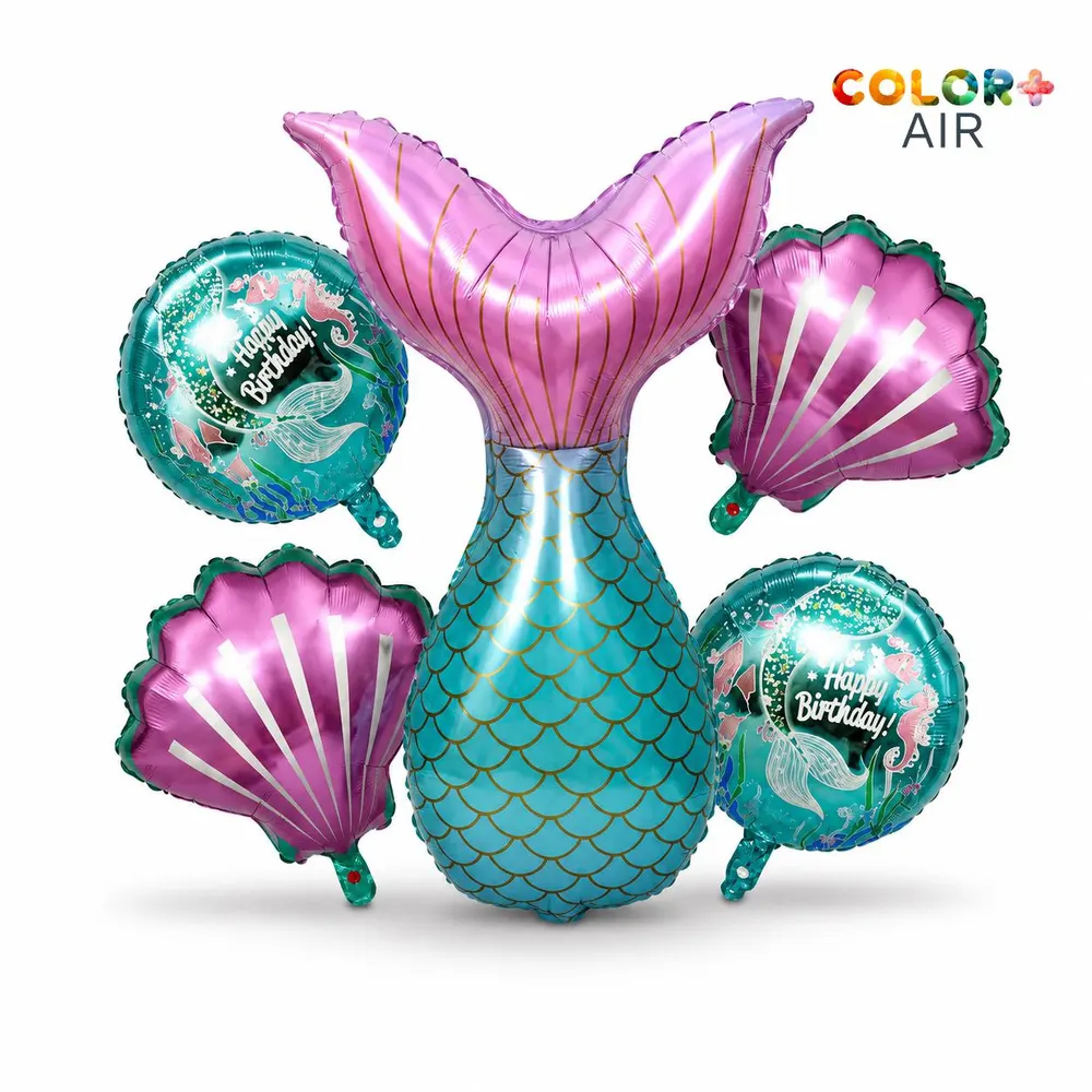 Mermaid Tail Seashell Happy Birthday Bal, photo 1