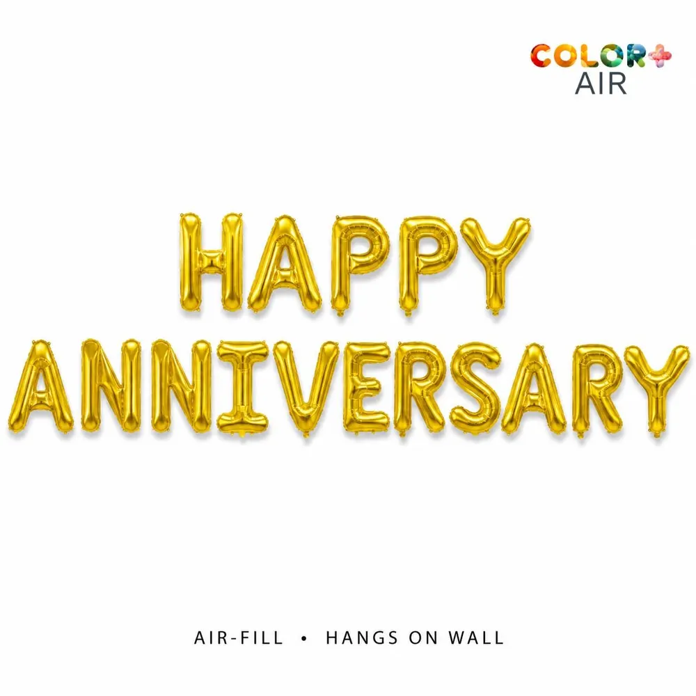 Happy Anniversary Gold Foil Letter Ballo, photo 1