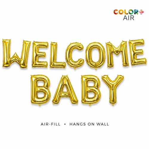 Welcome Baby Gold Foil Letter Balloon Banner