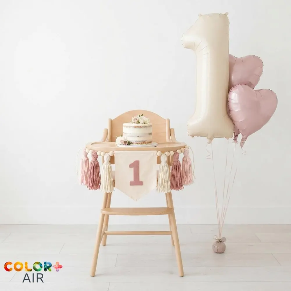 Pink Heart First Birthday High Chair Ban, photo 1
