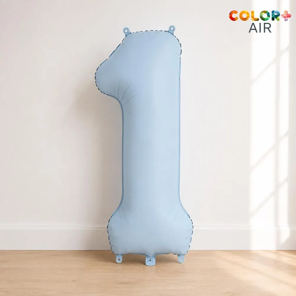 Matte Baby Blue Number 1 Balloon, photo 1