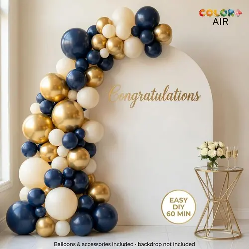 Navy Blue and Gold Balloon Arch Kit