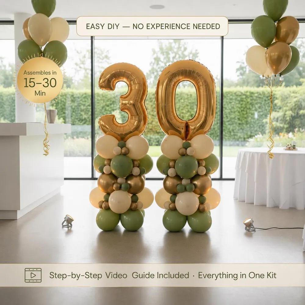 Olive Green & Gold Columns: balloon arch, photo 1