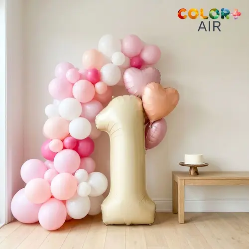Pastel Pink First Birthday Balloon Set