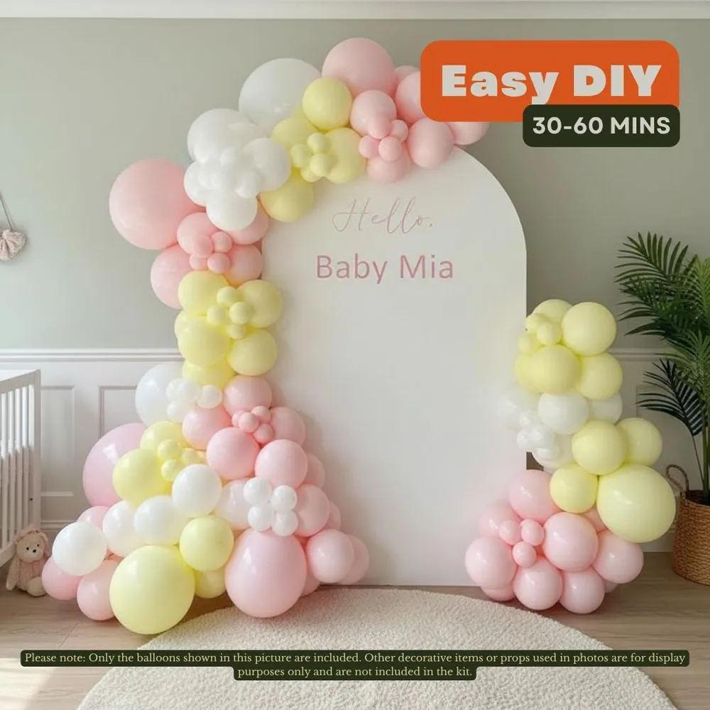 Pastel Pink & Yellow: balloon arch, photo 1