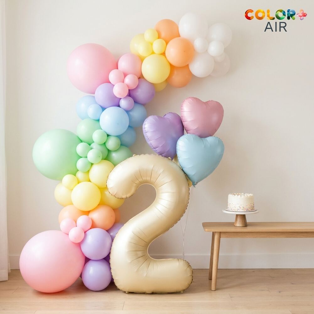 Pastel Rainbow Birthday Balloon Set